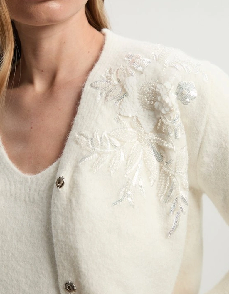 Archive Floral Embellished Cosy Wool Blend Cardigan