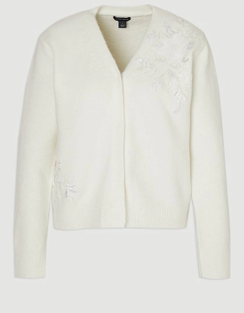 Archive Floral Embellished Cosy Wool Blend Cardigan
