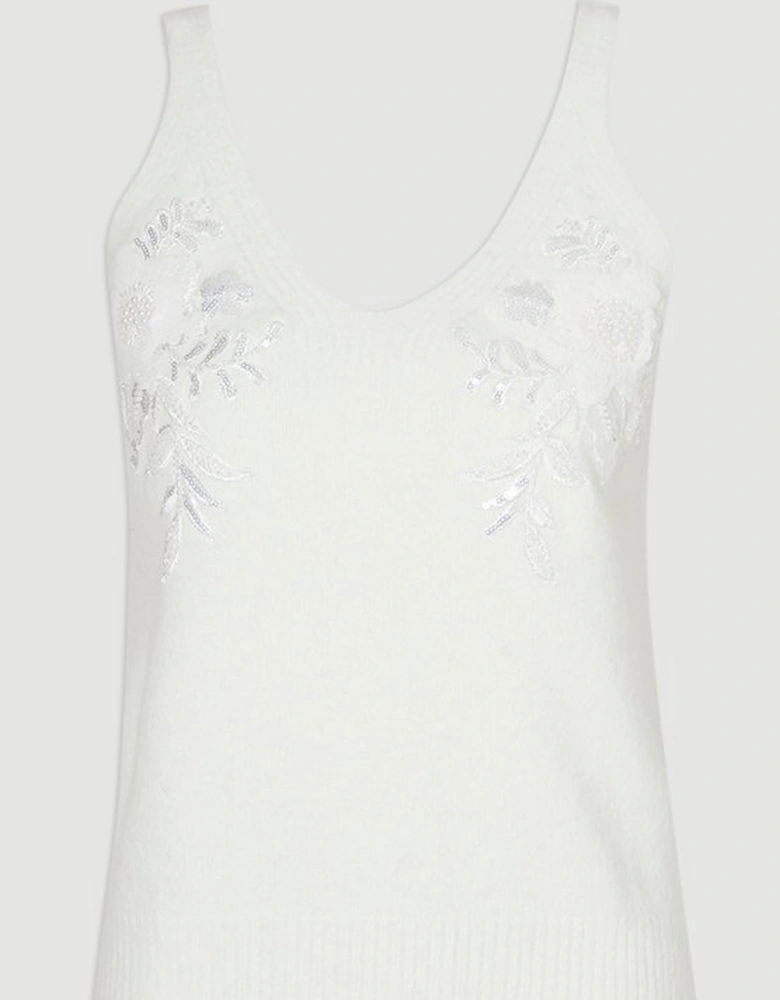 Archive Floral Embellished Cosy Wool Blend Camisole Top