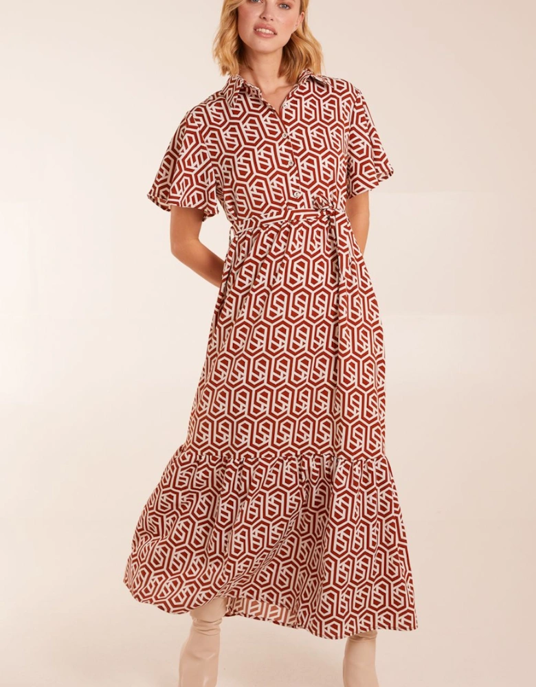 Geometric Tiered Maxi Dress