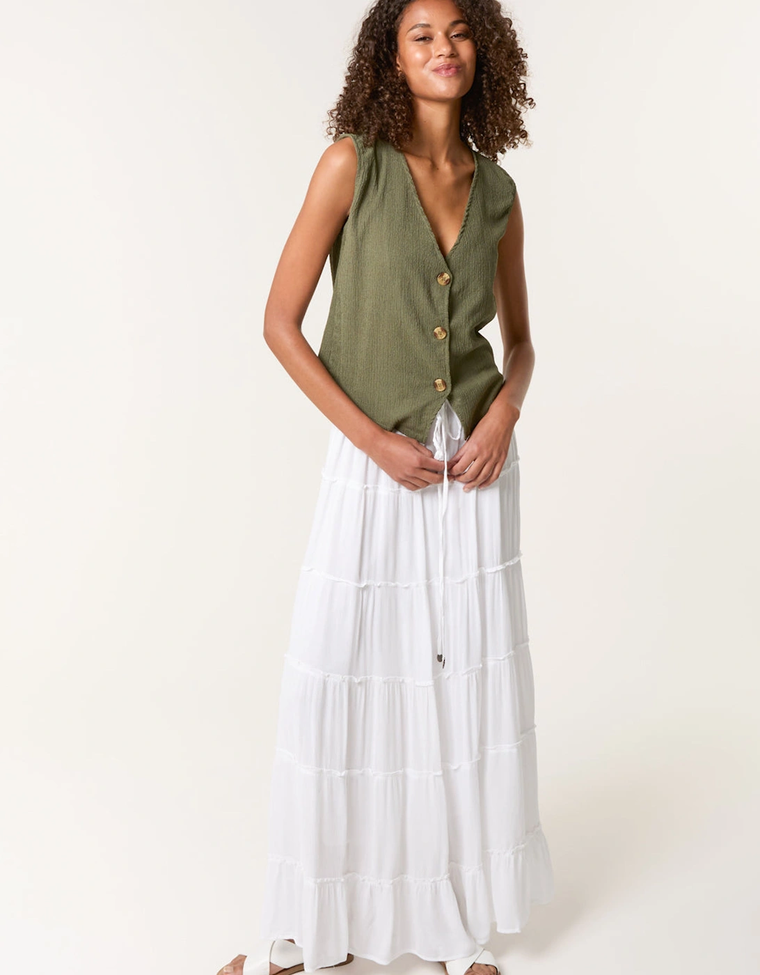 White Tiered Maxi Skirt, 2 of 1