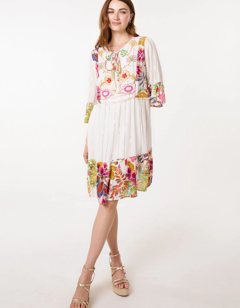 Multi Embellished Smock Dress