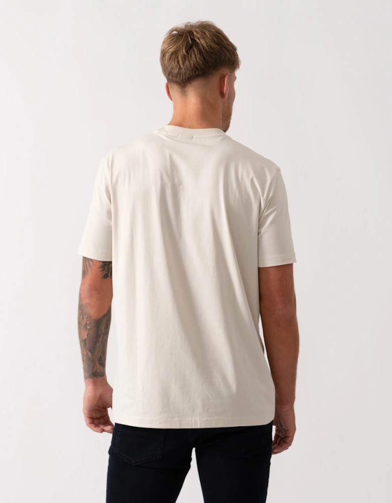 BOSS Green Tee Mens Stretch Cotton T-Shirt with Contrast Logo - Open White 131