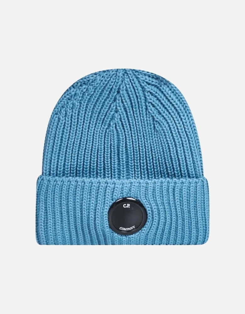 Lens Extra Fine Merino Wool Beanie in Blue