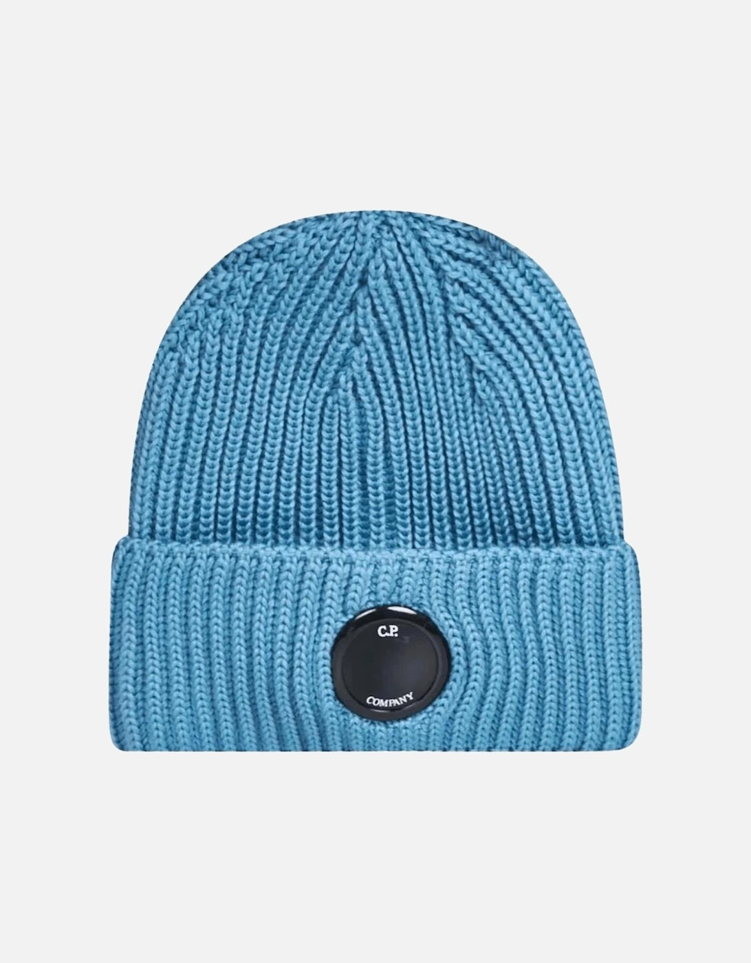 Men's CP Company Lens Extra Fine Merino Wool Beanie in Blue