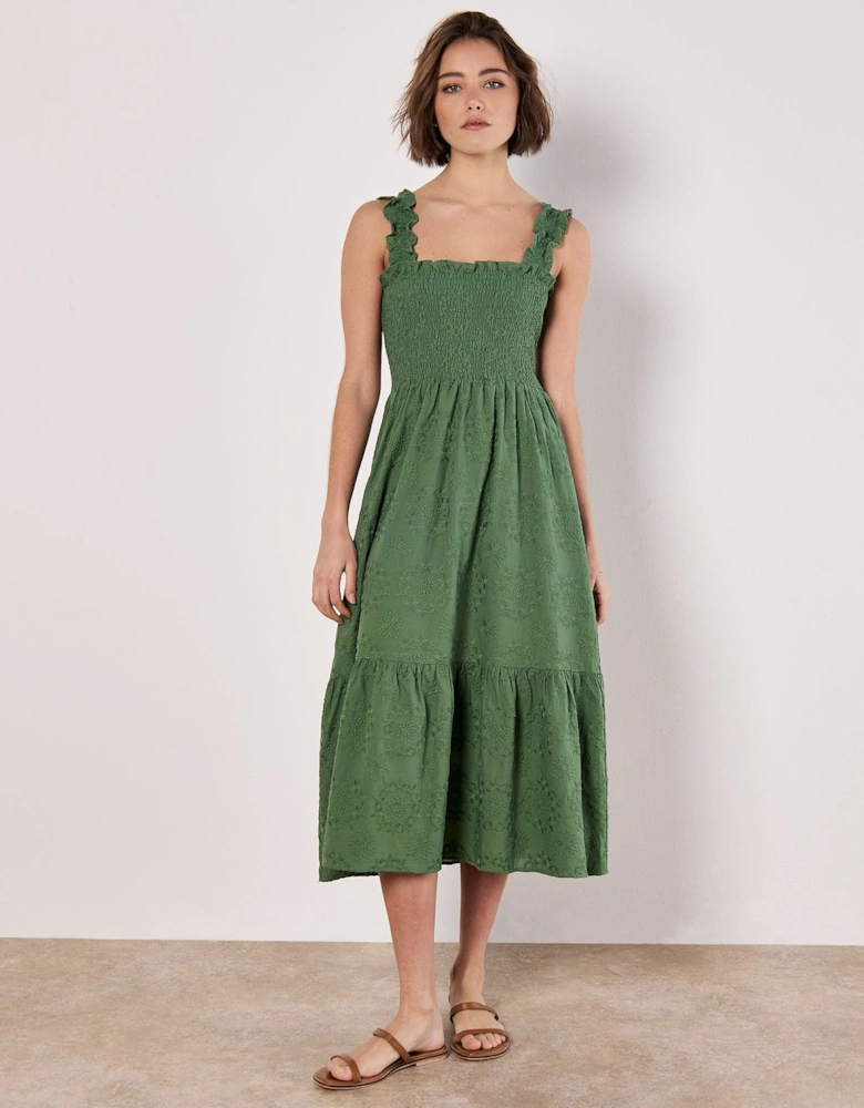 Broderie Anglaise Milkmaid Midi Dress