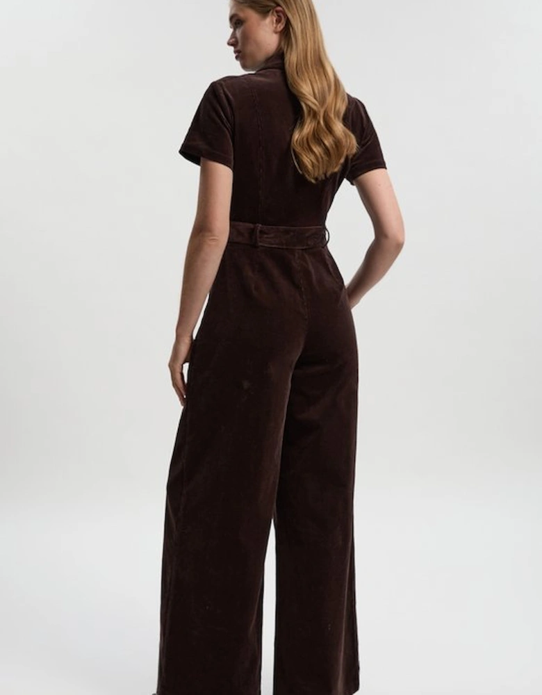 Petite Stretch Cord Wide Leg Jumpsuit
