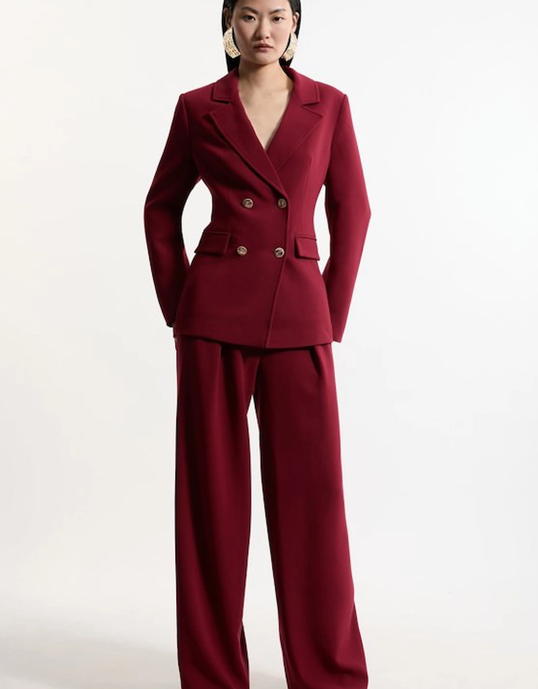 Compact Stretch Essential Tailored Doubled Breasted Blazer