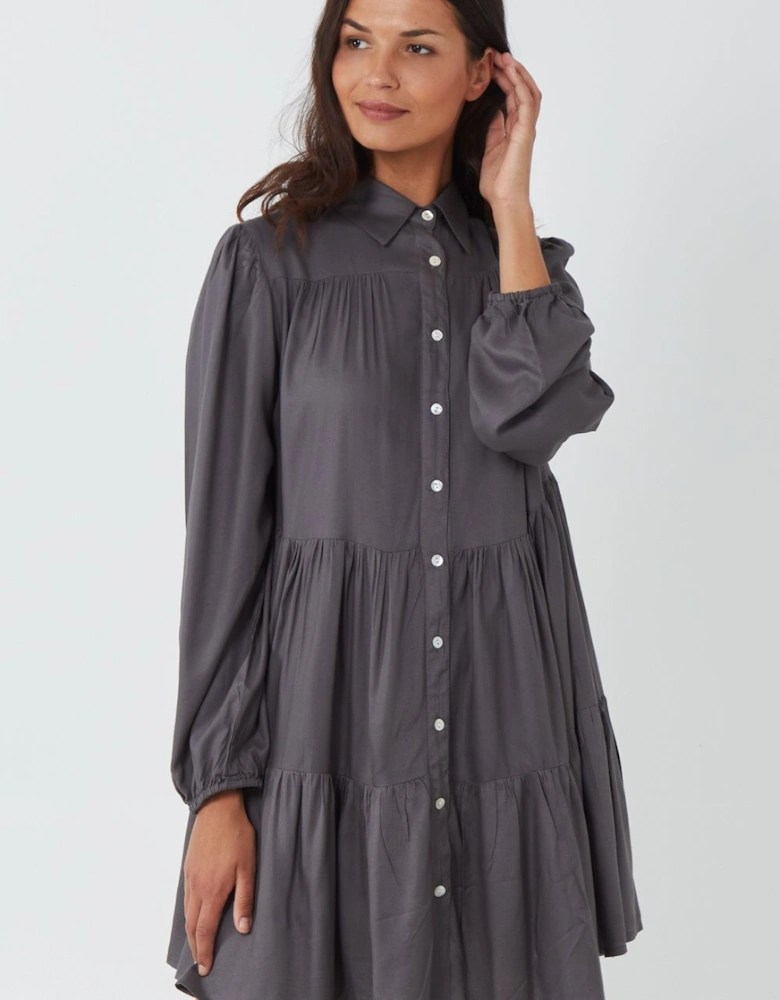 Button Down Tiered Shirt Dress
