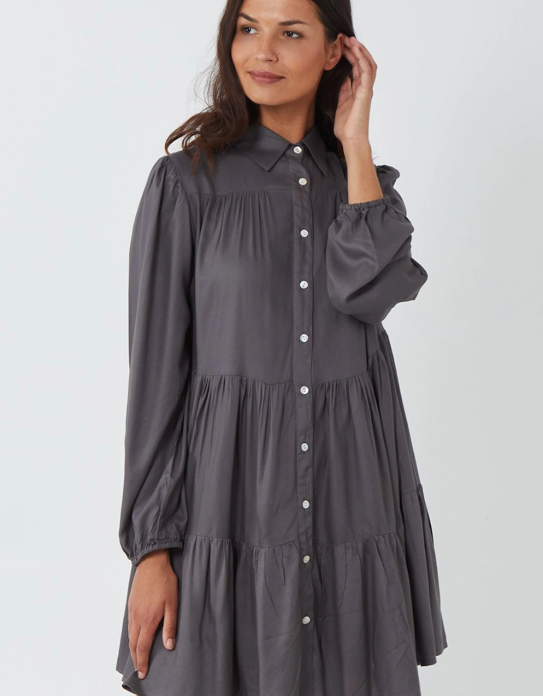 Button Down Tiered Shirt Dress, 2 of 1