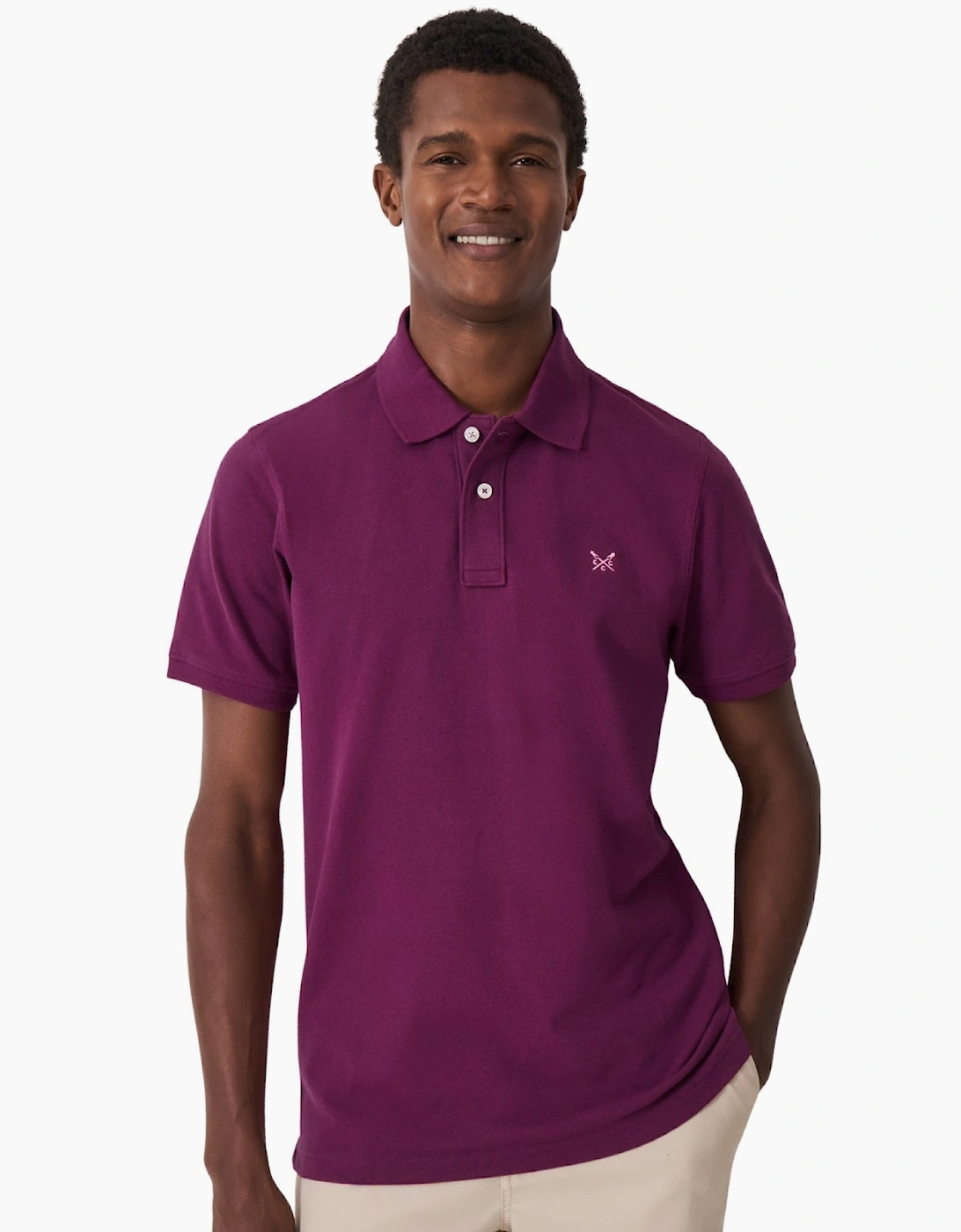 Men's Crew Clothing Mens Classic Pique  Short Sleeve Polo Shirt - Purple - Size: 38