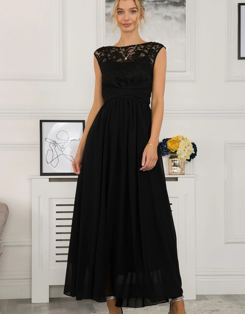 Lace Bodice Maxi Prom Dress