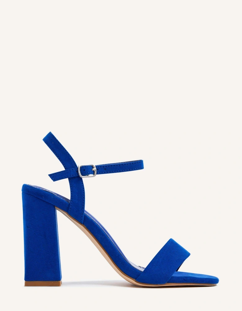 Beverley Cobalt Blue Faux Suede Block Heeled Sandal