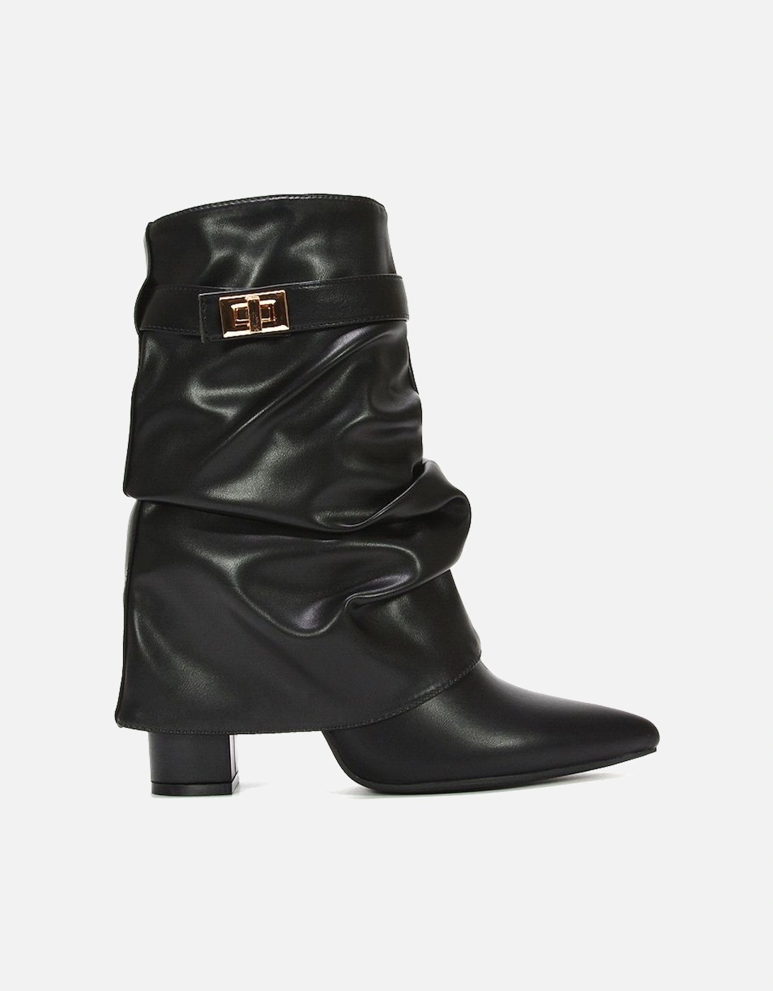 'Thalia' Pointed Ruched Block Heel Slouchy Booties, 2 of 1
