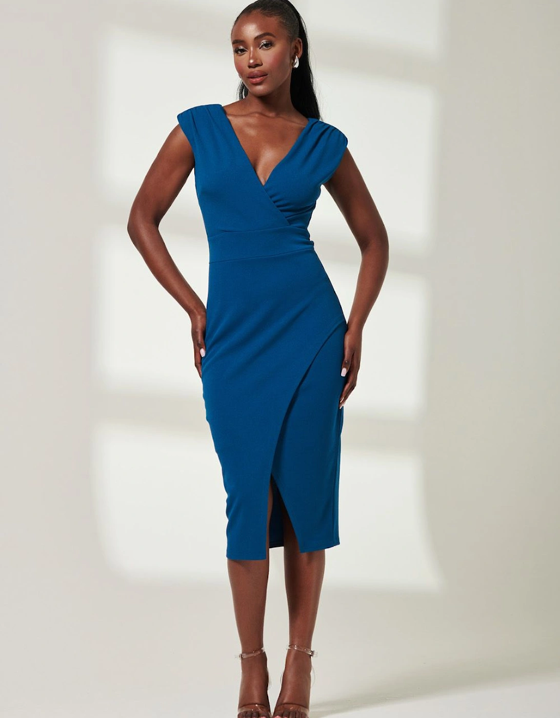 Yseult V-Neck Split Bodycon Dress, 2 of 1