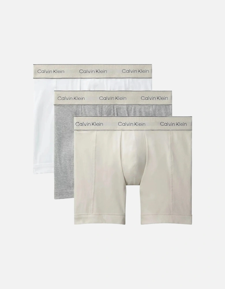 3-Pack Heritage Cotton Boxer Briefs, Oyster Grey / Grey Heather / White