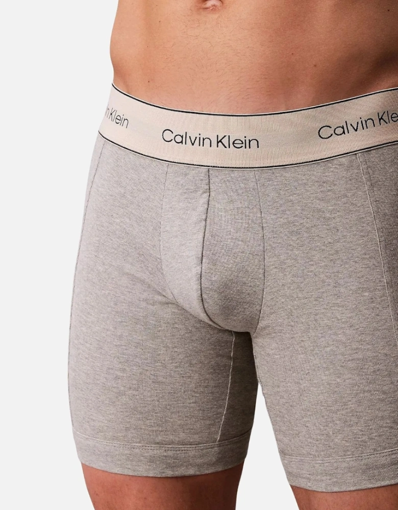 3-Pack Heritage Cotton Boxer Briefs, Oyster Grey / Grey Heather / White