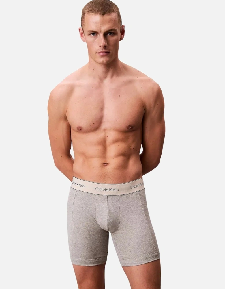 3-Pack Heritage Cotton Boxer Briefs, Oyster Grey / Grey Heather / White