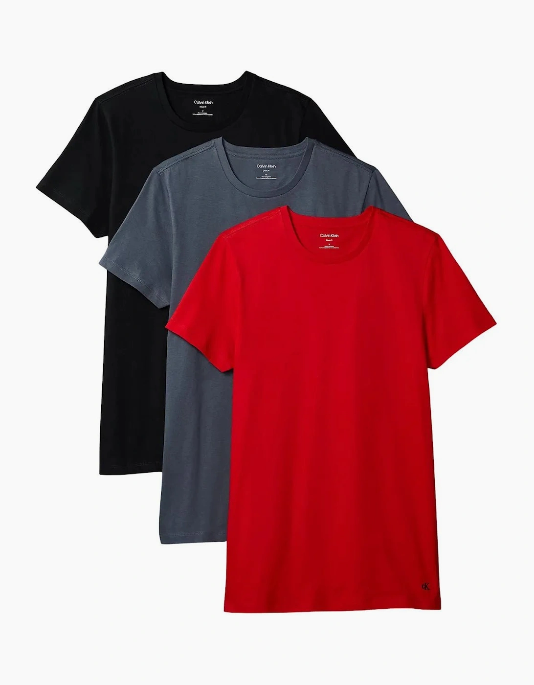 Calvin Klein Men's Red 3-Pack Cotton Classics T-Shirts, Turbulence / Adrenaline Rush / Black - Size 40