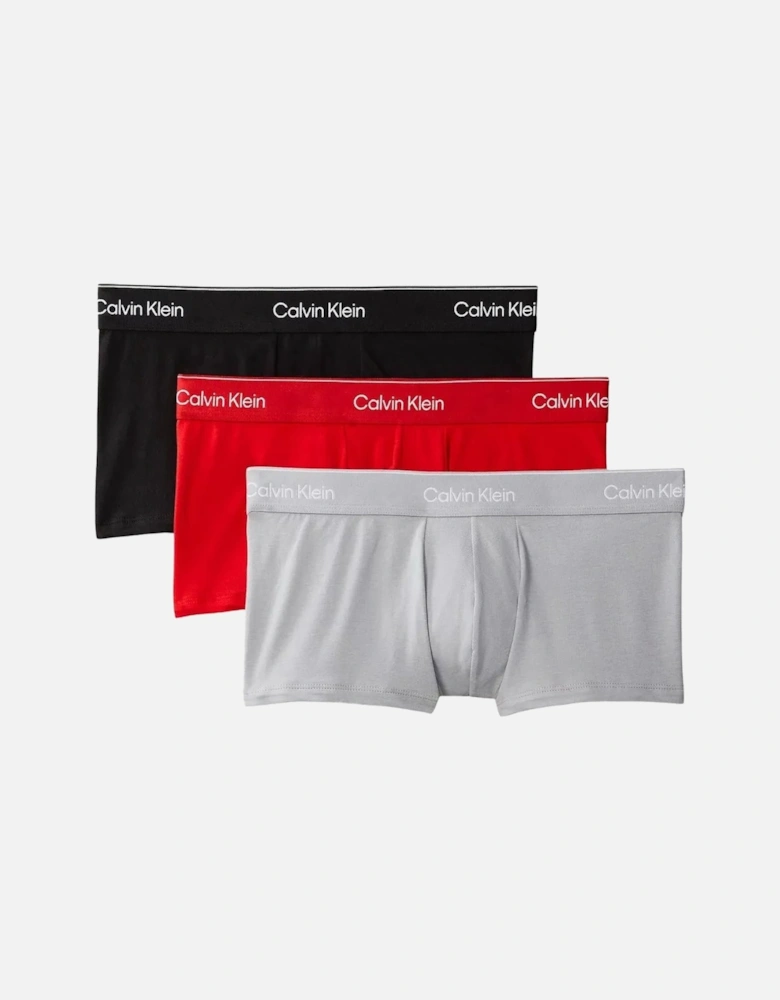 3-Pack Icon Cotton Stretch Low-Rise Boxer Trunks, Black / Adrenaline Rush / Sleet