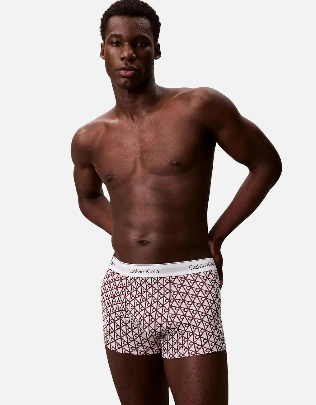 3-Pack Icon Cotton Stretch 'Relaxed Dart' Emblem Print Boxer Trunks, Black/Pink