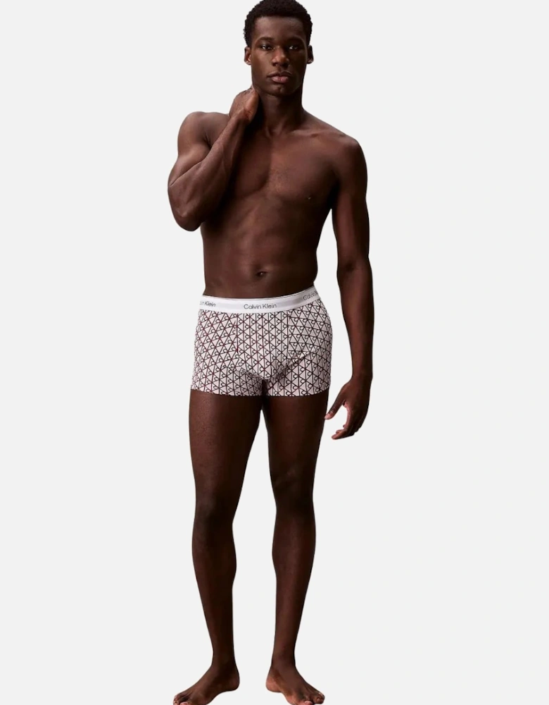 3-Pack Icon Cotton Stretch 'Relaxed Dart' Emblem Print Boxer Trunks, Black/Pink