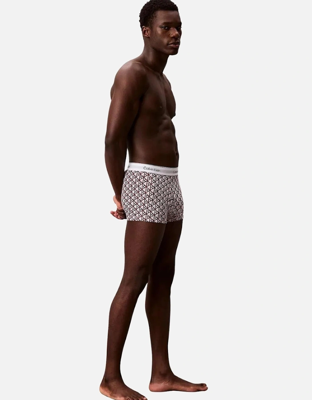 3-Pack Icon Cotton Stretch 'Relaxed Dart' Emblem Print Boxer Trunks, Black/Pink