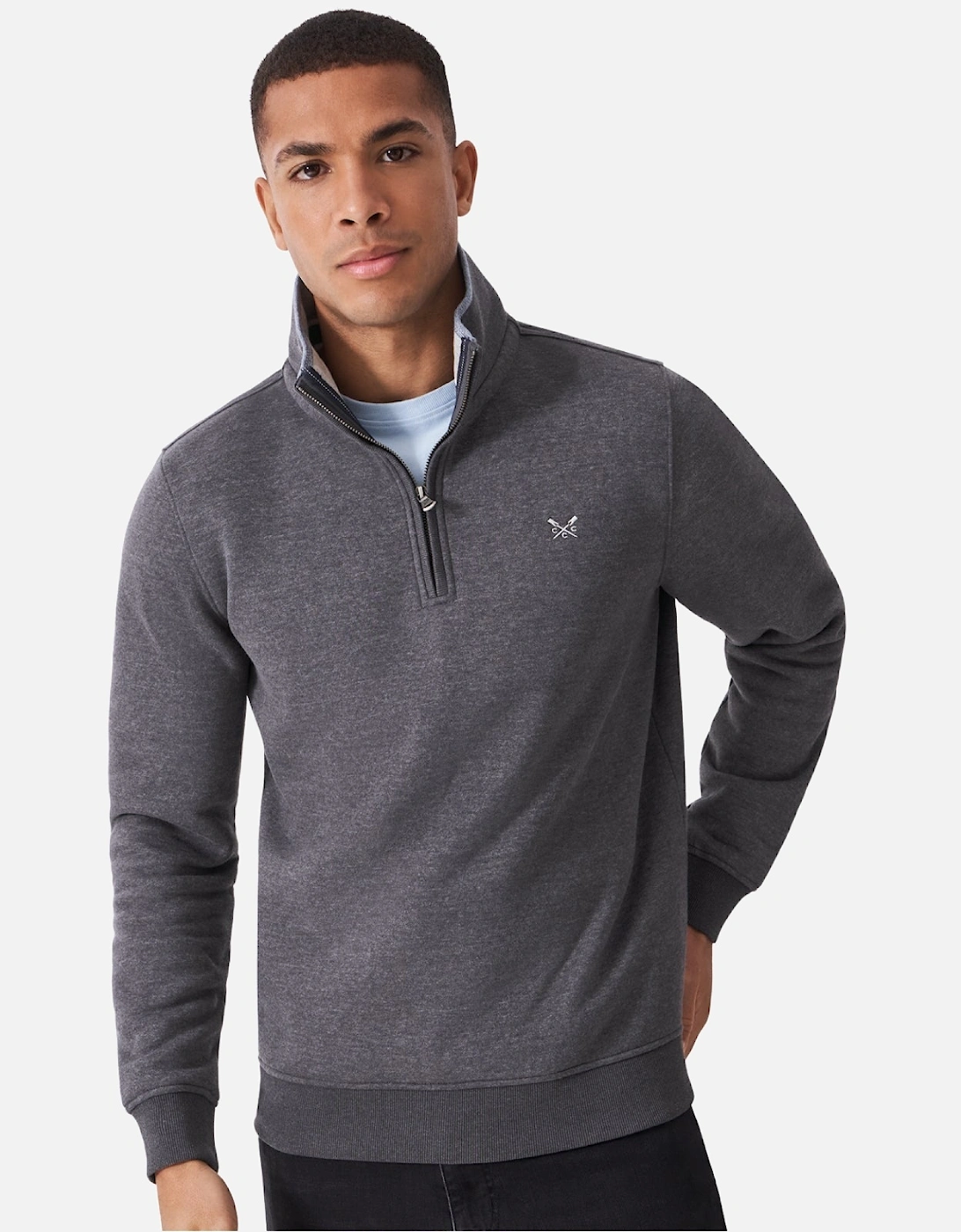 Crew Clothing Men's Grey Classic Half Zip Sweatshirt - Size: Xl