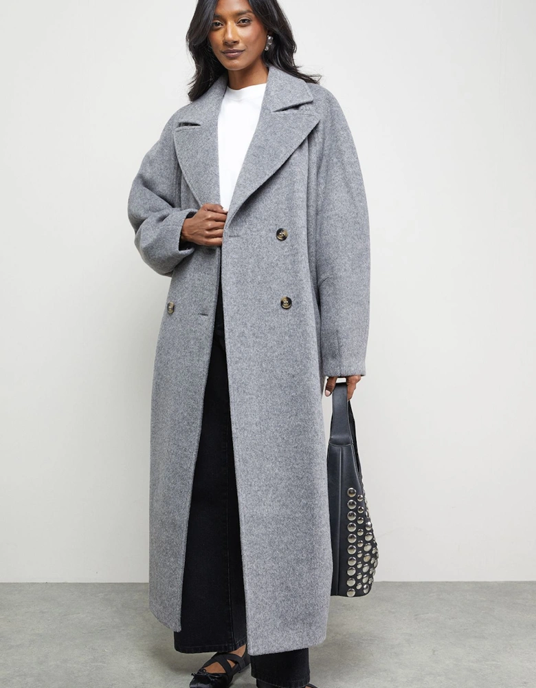 Oversized Pleat Back Detail Maxi Coat