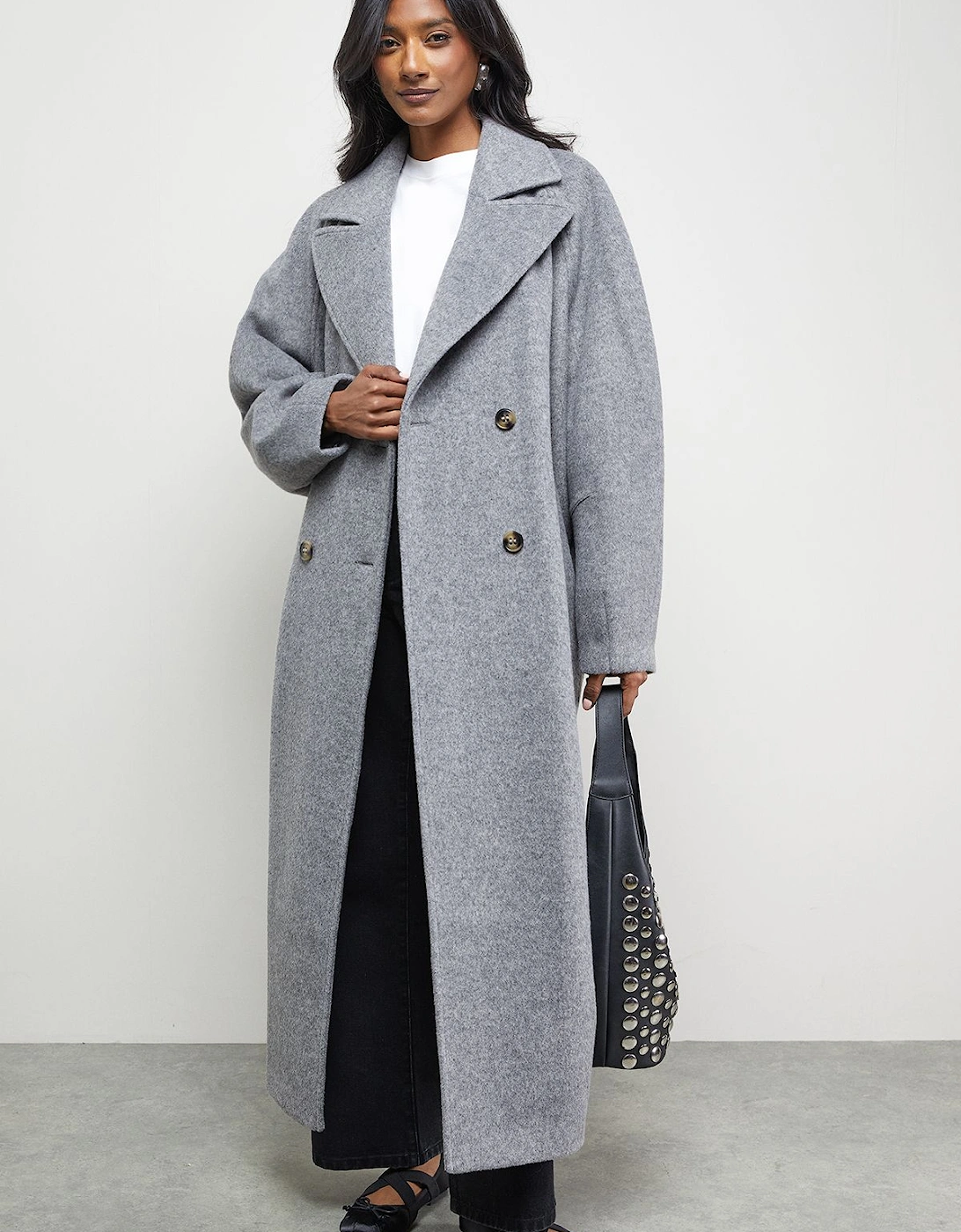 Oversized Pleat Back Detail Maxi Coat, 2 of 1