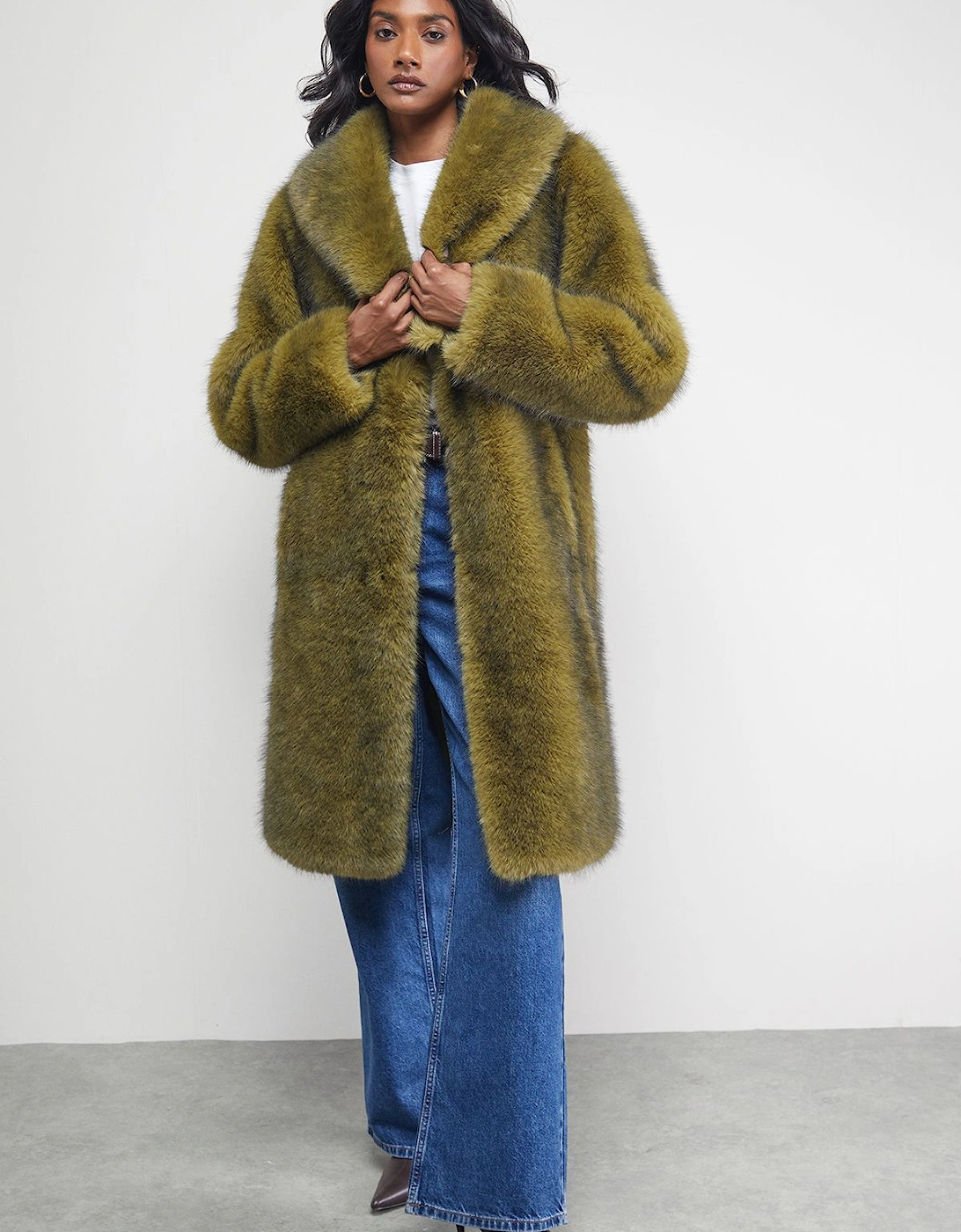 Two Tone Luxe Faux Fur Coat, 2 of 1