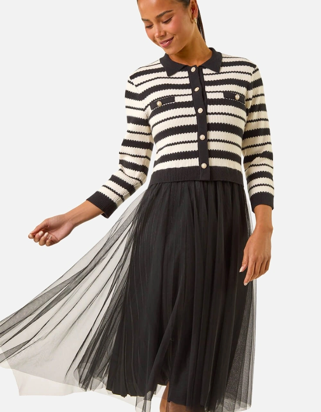 Petite Stripe Knit Midi Dress, 2 of 1