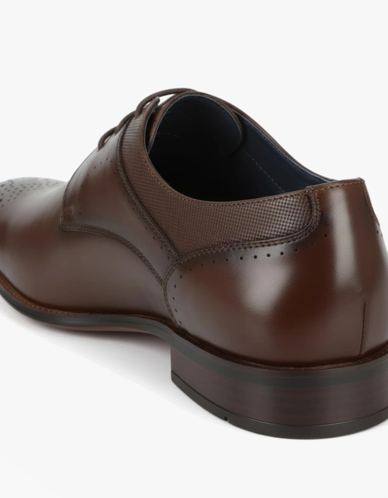 M298DB Mens 3 Eye Brogue Shoes Dark Brown