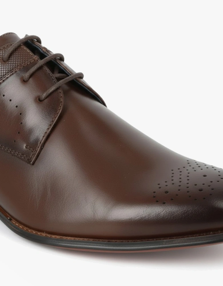 M298DB Mens 3 Eye Brogue Shoes Dark Brown