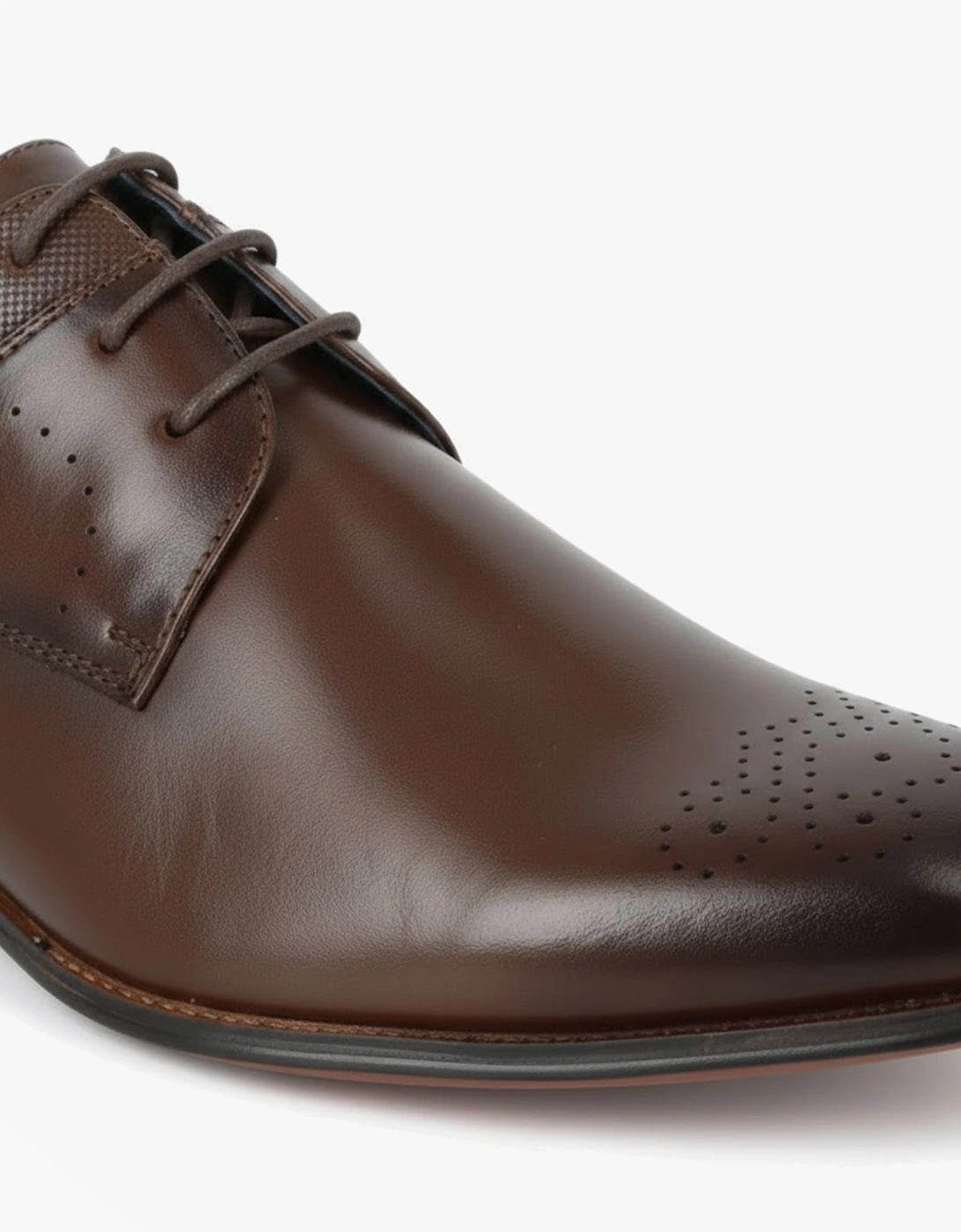 M298DB Mens 3 Eye Brogue Shoes Dark Brown