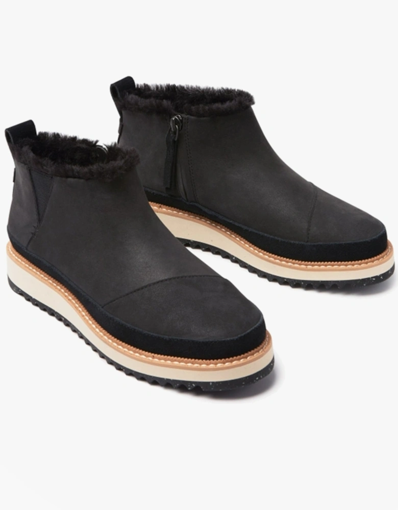 MARLO Womens Suede Sawtooth Sole Boots Black