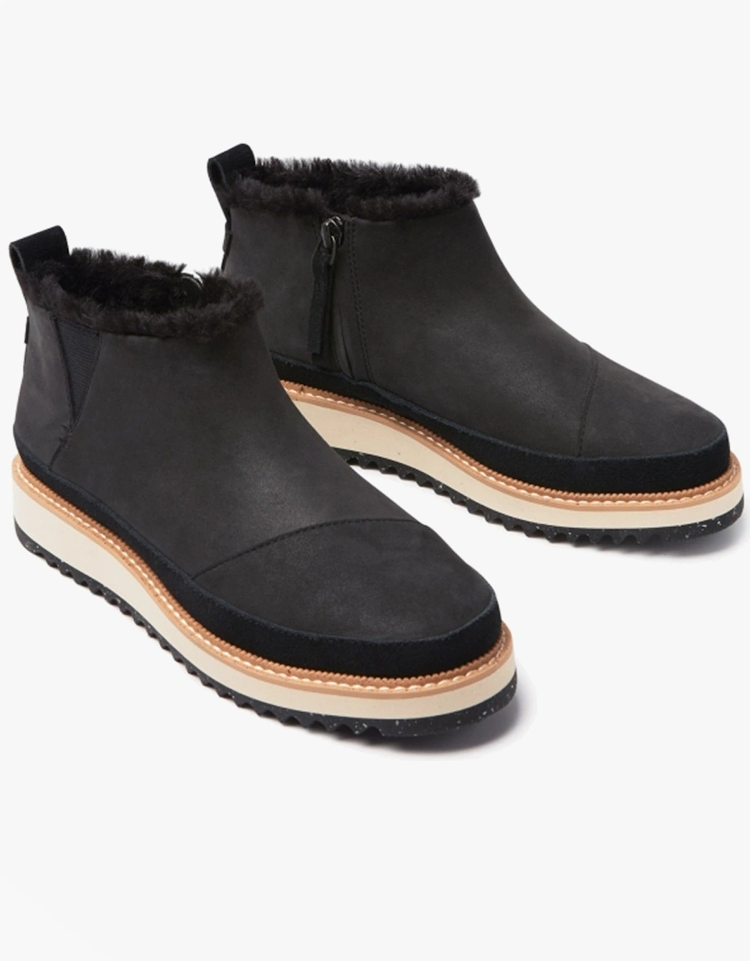 MARLO Womens Suede Sawtooth Sole Boots Black