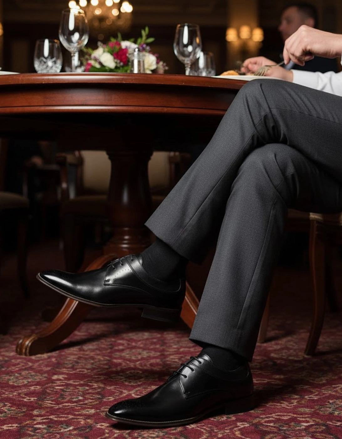 HANSEN Mens Brogue Oxford Shoes Black