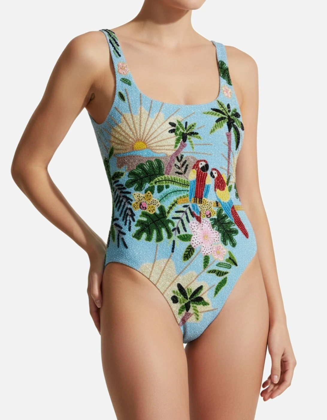 Pandora Luxe Hand Beaded Baby Blue Swimsuit