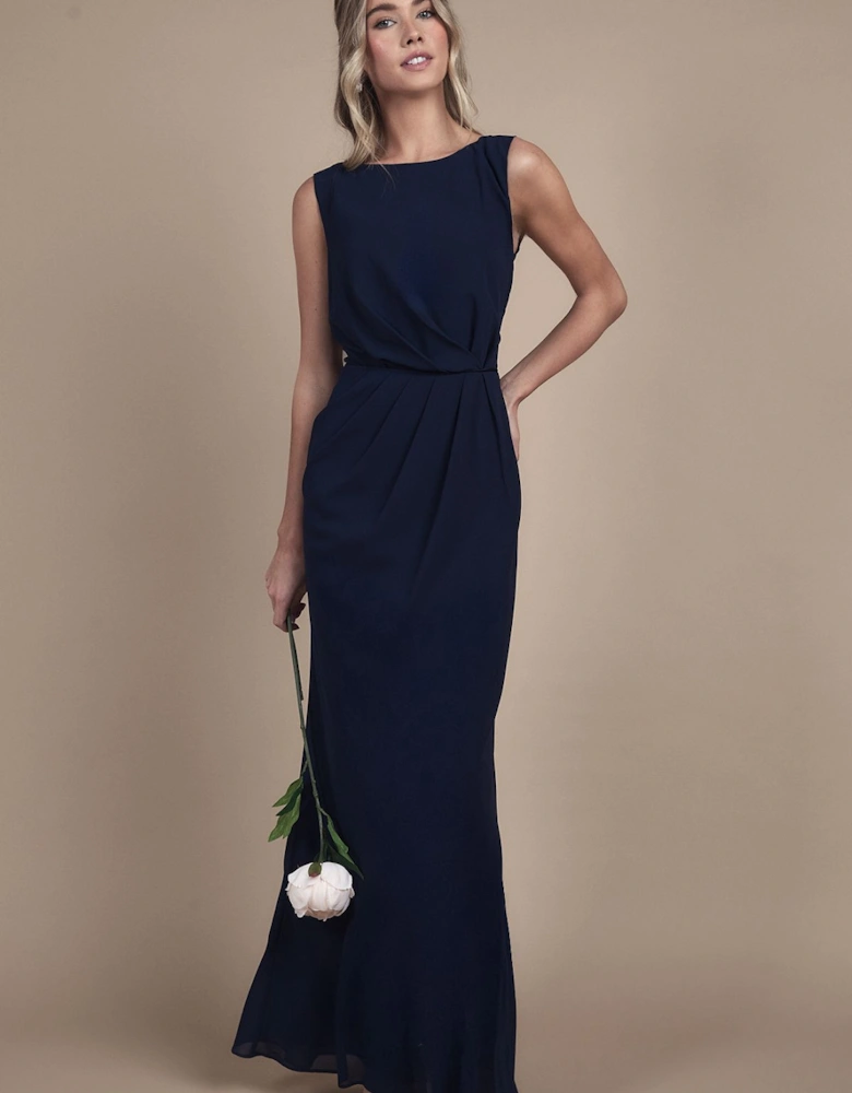 Teen Bridesmaid Ruched Detail Satin Maxi Bridesmaid Dress