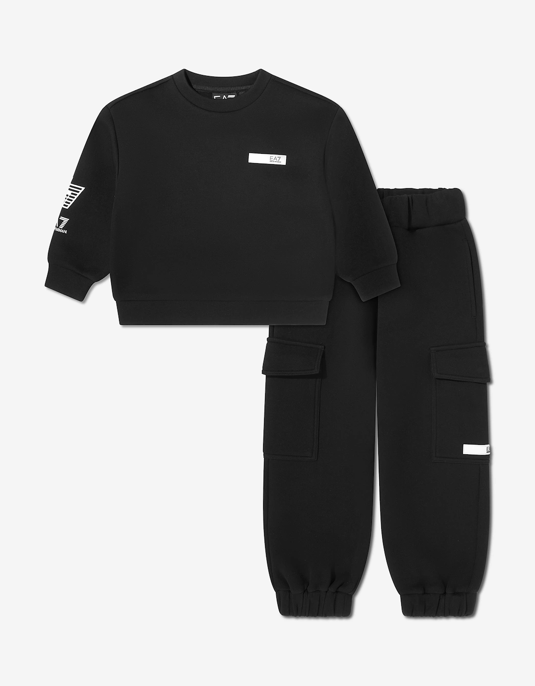 Girl's EA7 Emporio Armani Girls Natural Ventus Tracksuit in Black - Size: 10 years