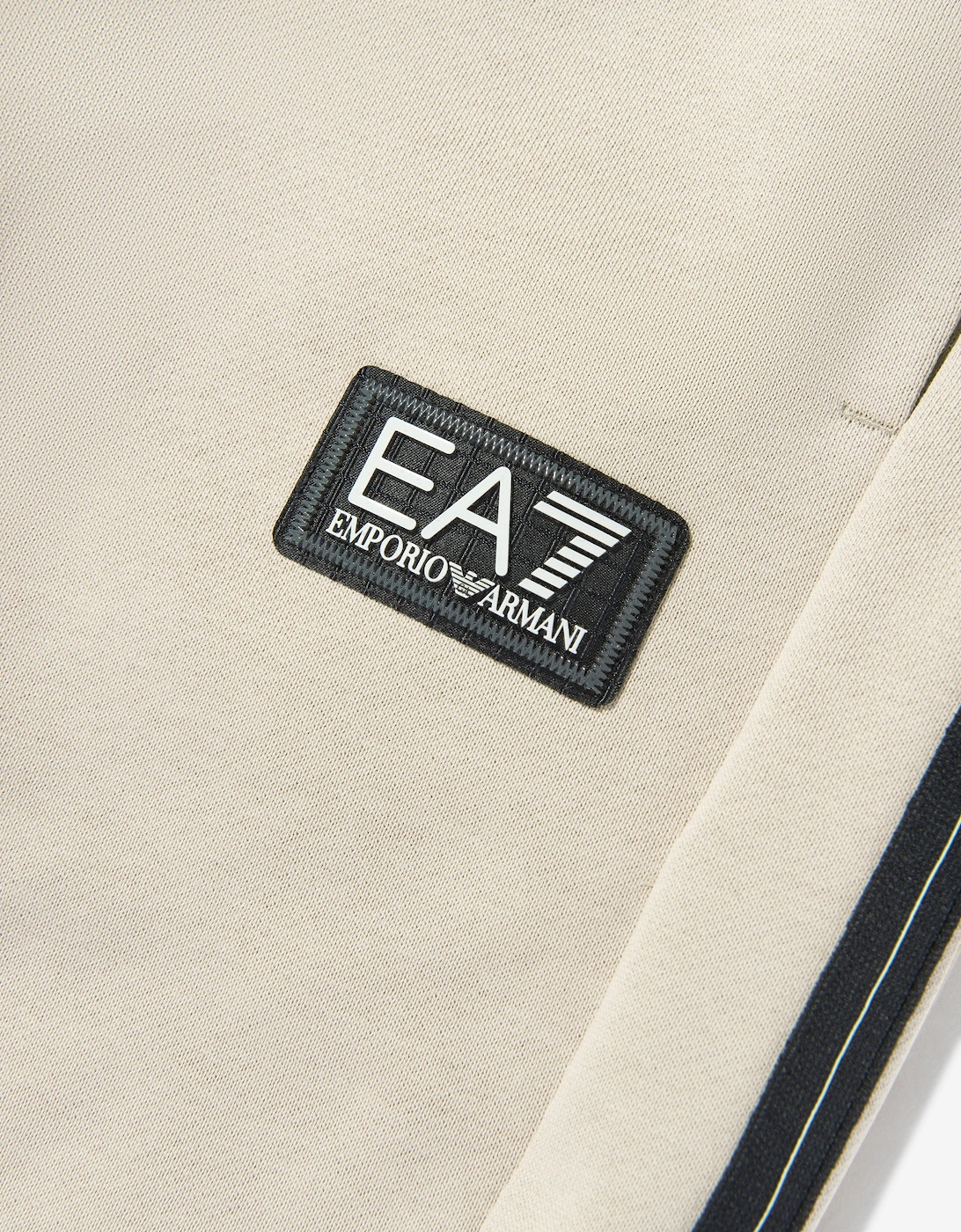 Emporio Armani Boys Train Logo Tape Joggers in Beige