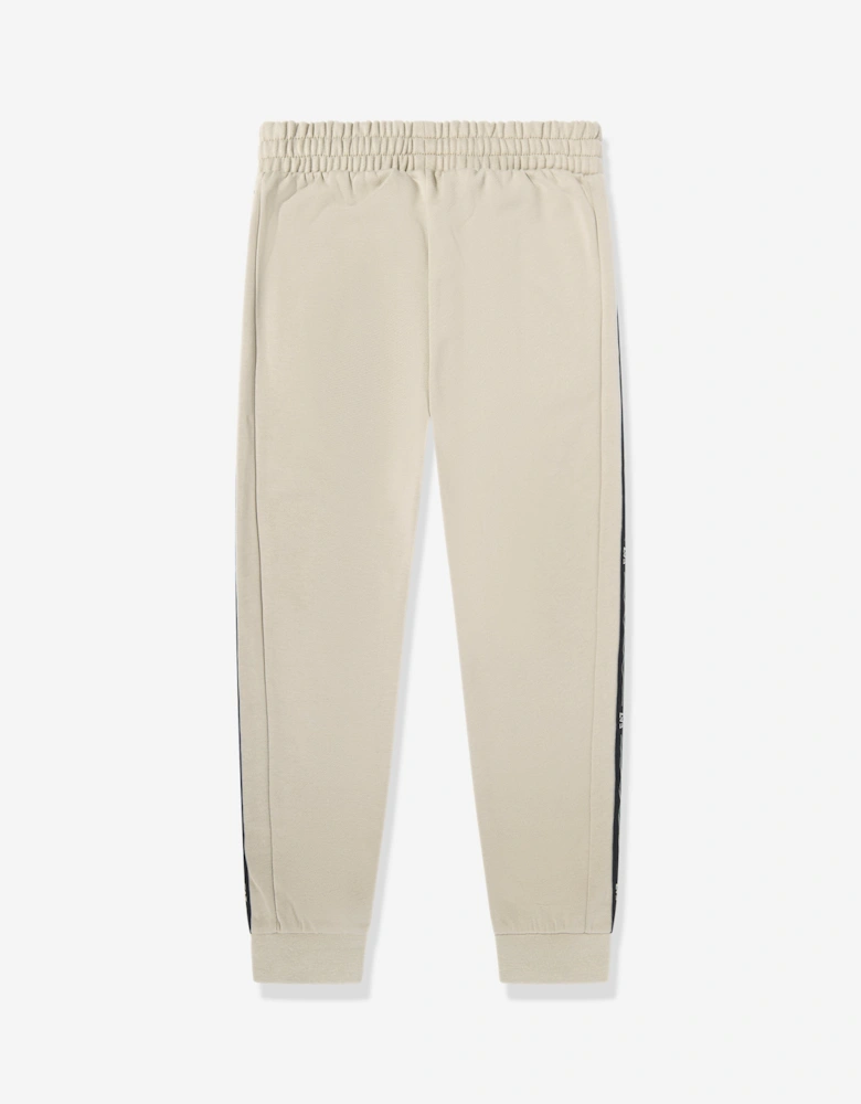 Emporio Armani Boys Train Logo Tape Joggers in Beige