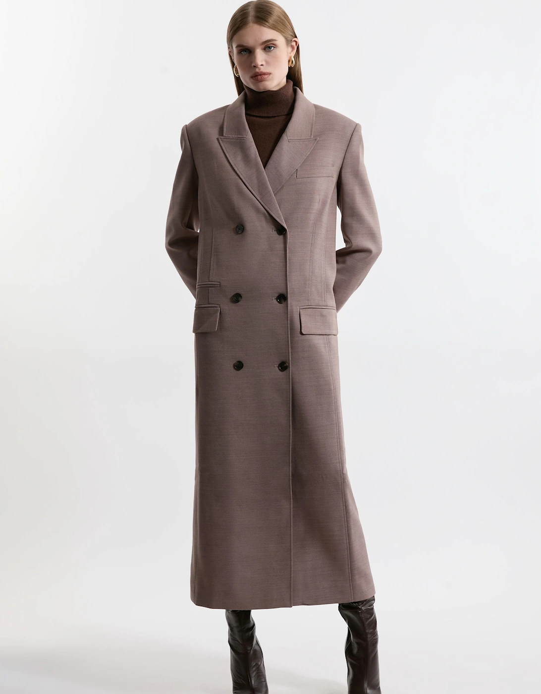 Wool Blend Oversized Tailored Double Breasted Long Line Coat, 2 of 1
