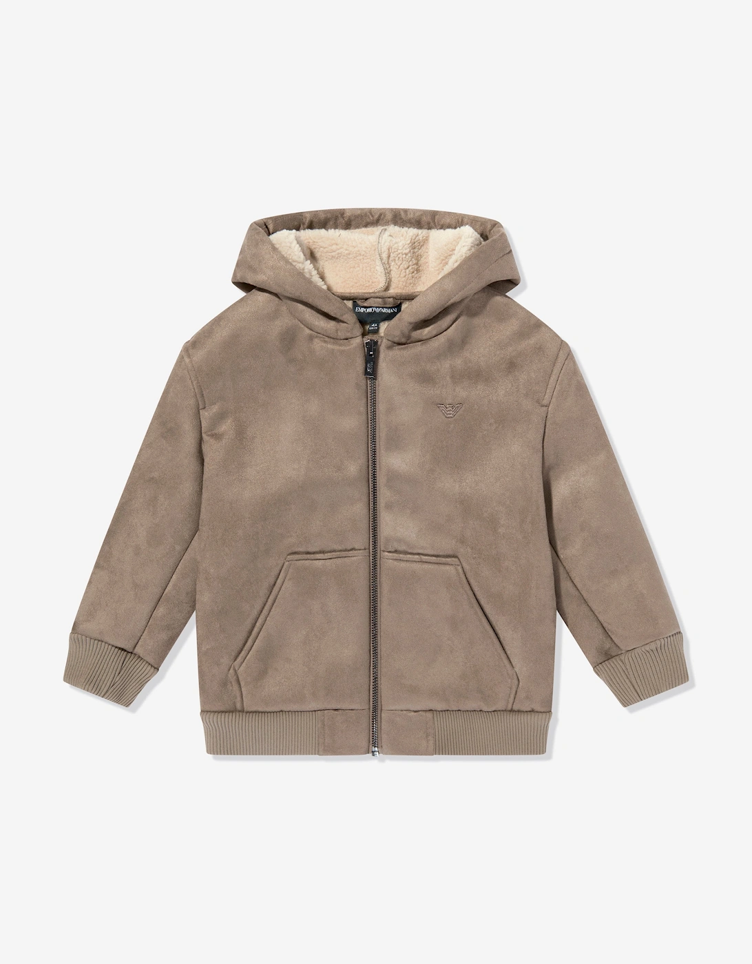 Boy's Emporio Armani Boys Fleece Lined Zip Up Jacket in Brown - Size: 8 years