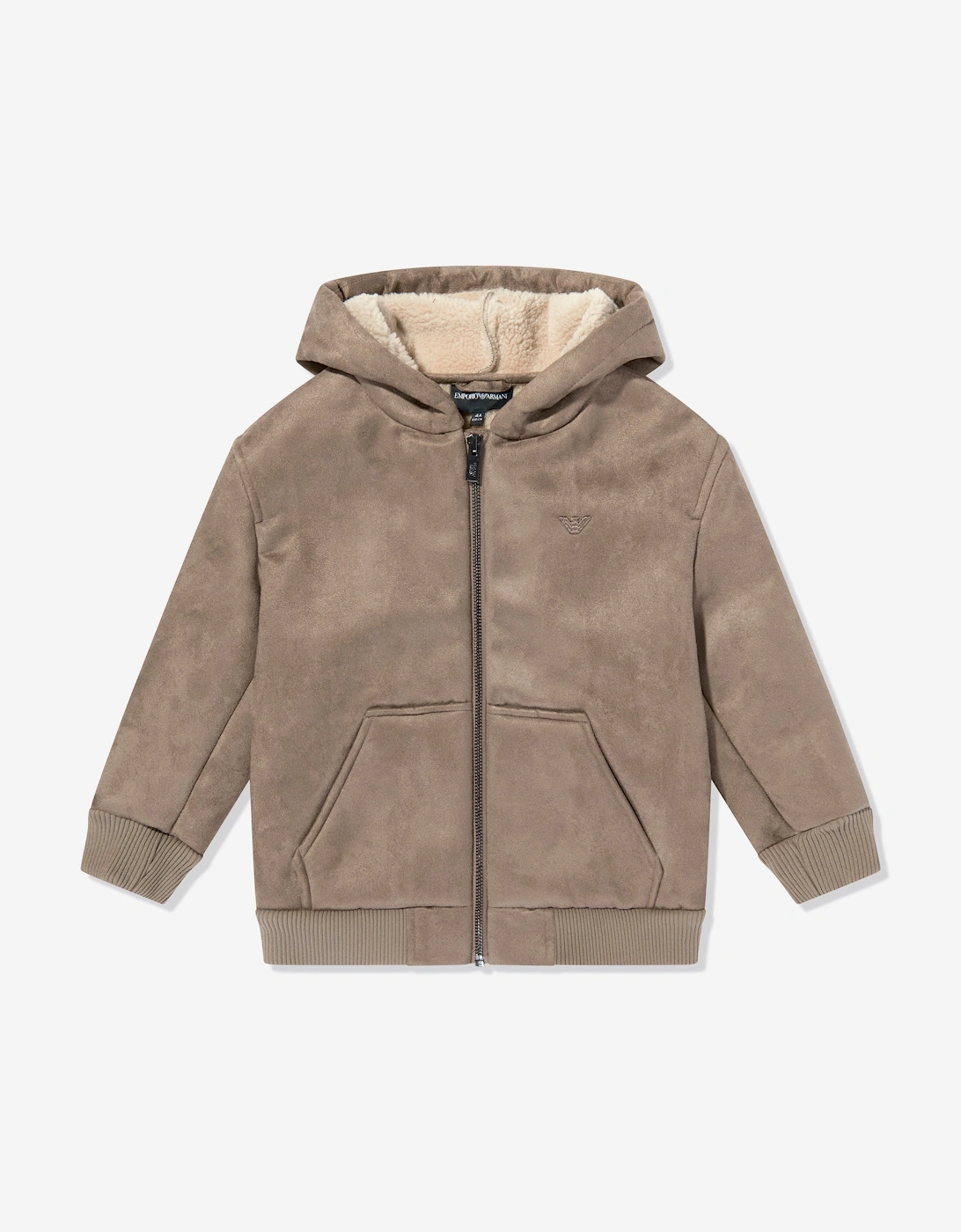 Boys Fleece Lined Zip Up Jacket in Brown, 5 of 4