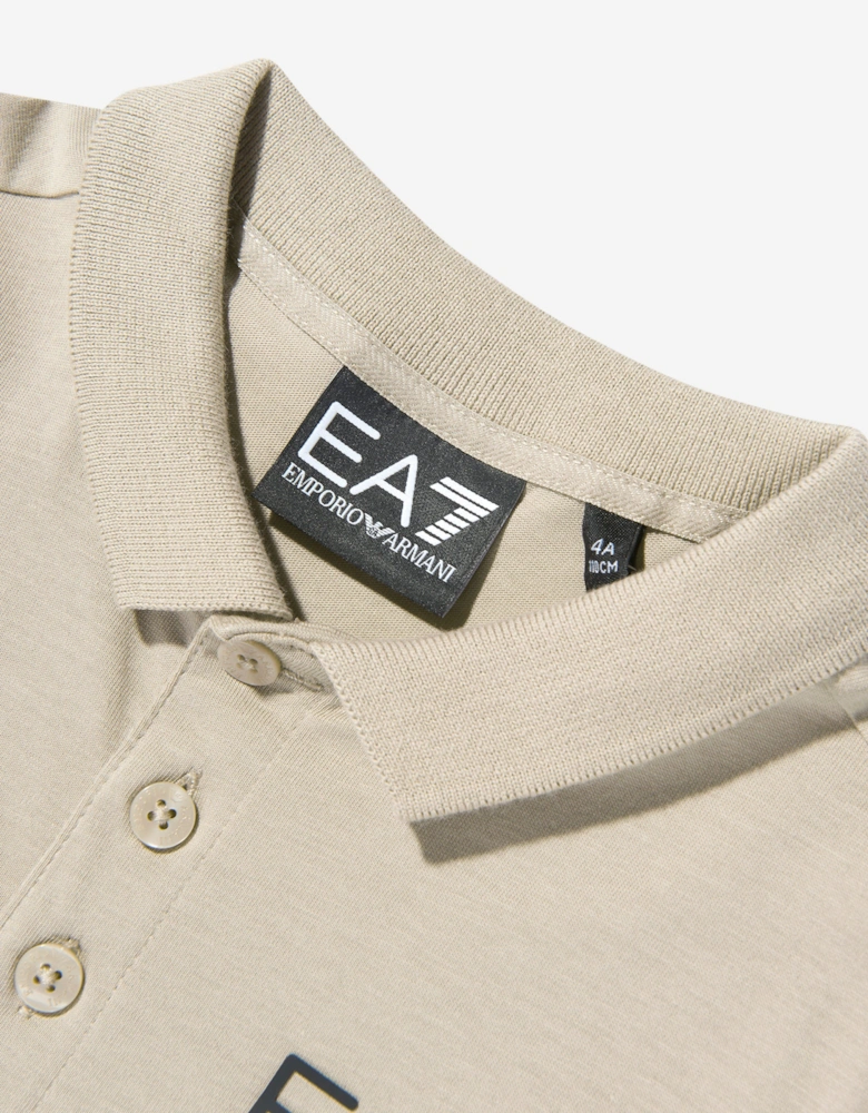 Emporio Armani Boys Train Core ID Polo Shirt in Beige