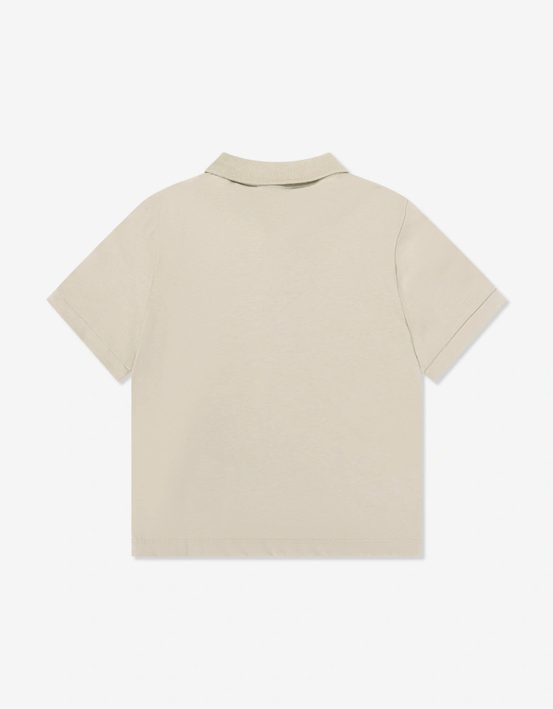 Emporio Armani Boys Train Core ID Polo Shirt in Beige