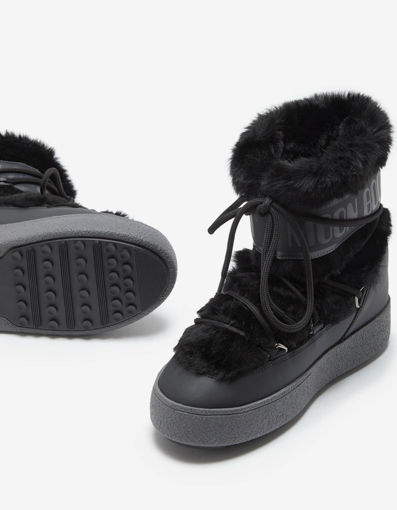 Moon Boot Girls Ltrack Faux Fur Boots in Black