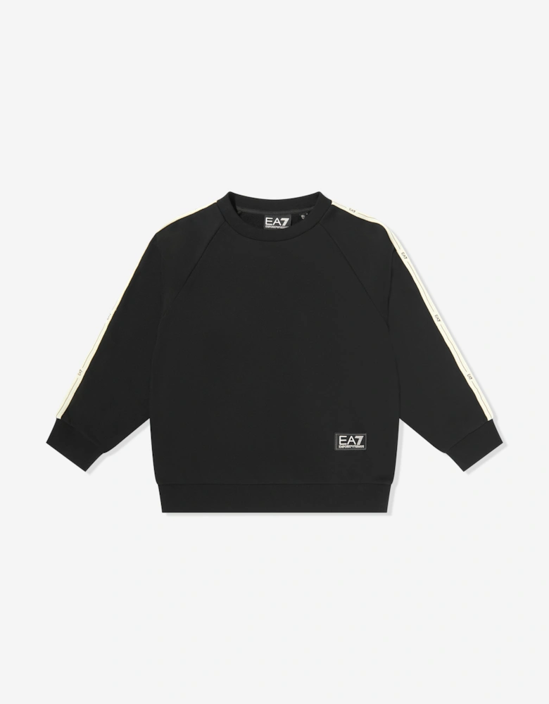 Emporio Armani Boys Train Logo Tape Sweatshirt in Black